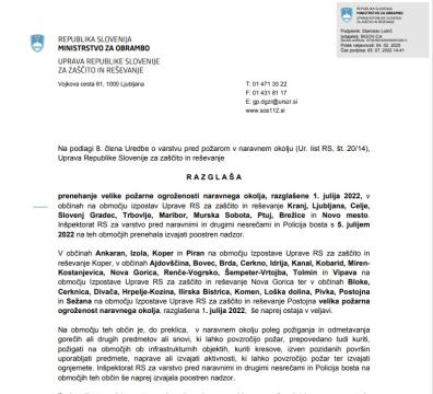 Ponekod prenehanje velike požarne ogroženosti